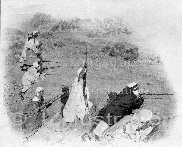 Guerre du Rif, Maroc, Espagne et France : Rifains au combat, 1921 Guerre du Rif, Maroc, Espagne et France : Rifains au combat, 1921