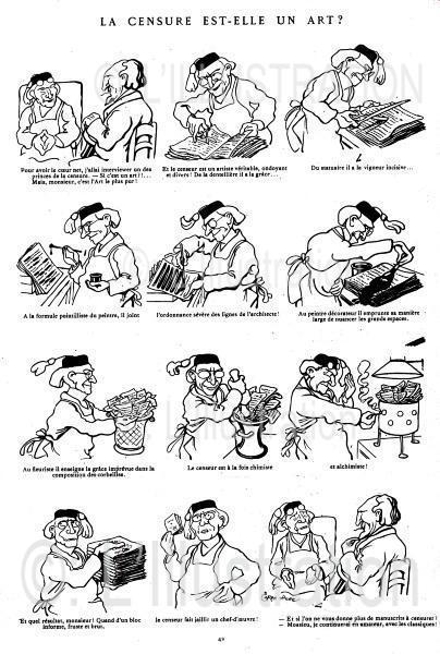Caricature de Caran d'Ache sur la censure de la presse au 19e siècle Caricature de Caran d'Ache sur la censure de la presse au 19e siècle
