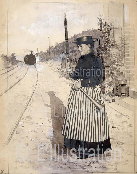 La garde barrière, première photographie retouchée, 1891 La garde barrière, première photographie retouchée, 1891