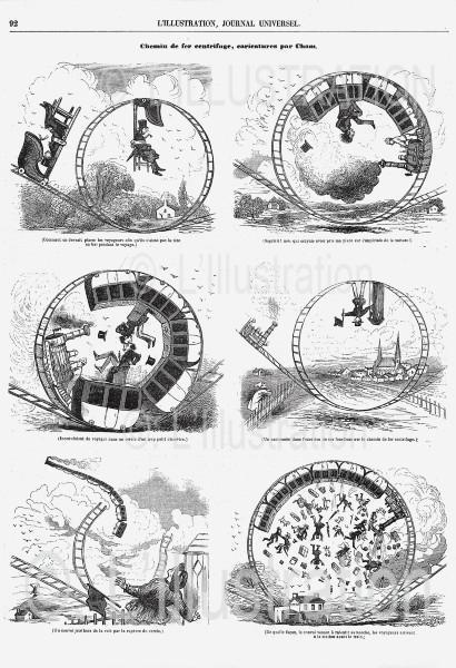 Caricature sur le chemin de fer centrifuge, 1846