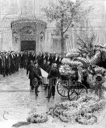 Les funérailles de Victor Hugo, gravure de Dochy et Le Révérend, d'après un dessin de Bayard, 1885 Les funérailles de Victor Hugo, gravure de Dochy et Le Révérend, d'après un dessin de Bayard, 1885