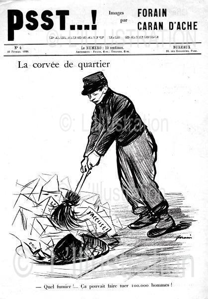 Caricature de Forain sur l'affaire Zola suite au procès Dreyfus en 1898.