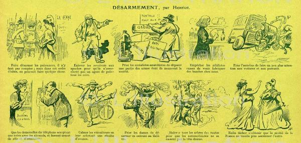 Dessin humoristique d' Henriot en 1907 : Désarmement