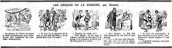 Caricature d' Henriot sur la grippe espagnole, 1918 Caricature d' Henriot sur la grippe espagnole, 1918