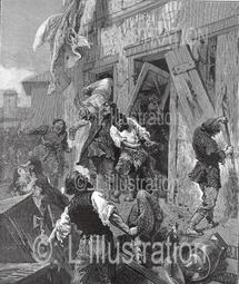 Mouvement anti-sémitique en Russie : attaque de la populace d'une maison juive, 1884.