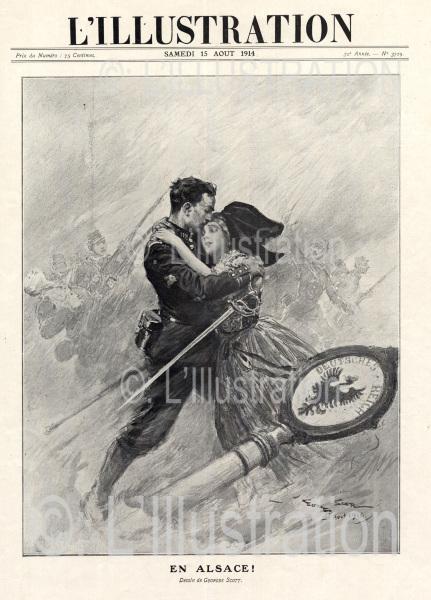 Première Guerre mondiale, en Alsace, dessin de Scott, 1914. Première Guerre mondiale, en Alsace, dessin de Scott, 1914.