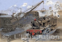 Locomotive faisant le plein de charbon, 1898