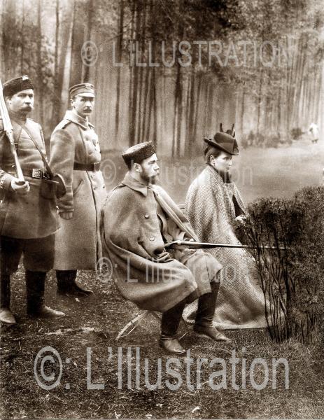 Le Tsar Nicolas II et la Tsarine à la chasse à Skiernieirsts, 1900