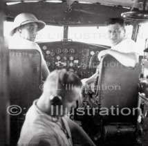 La cabine de pilotage de l'avion Altaïr, un trimoteurs Dewoitine-338, mis en service par Air France dès 1936