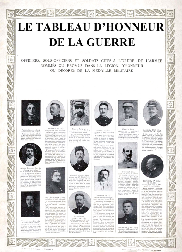 Tableau d'Honneur de la Première Guerre Mondiale de L'Illustration Tableau d'Honneur de la Première Guerre Mondiale de L'Illustration